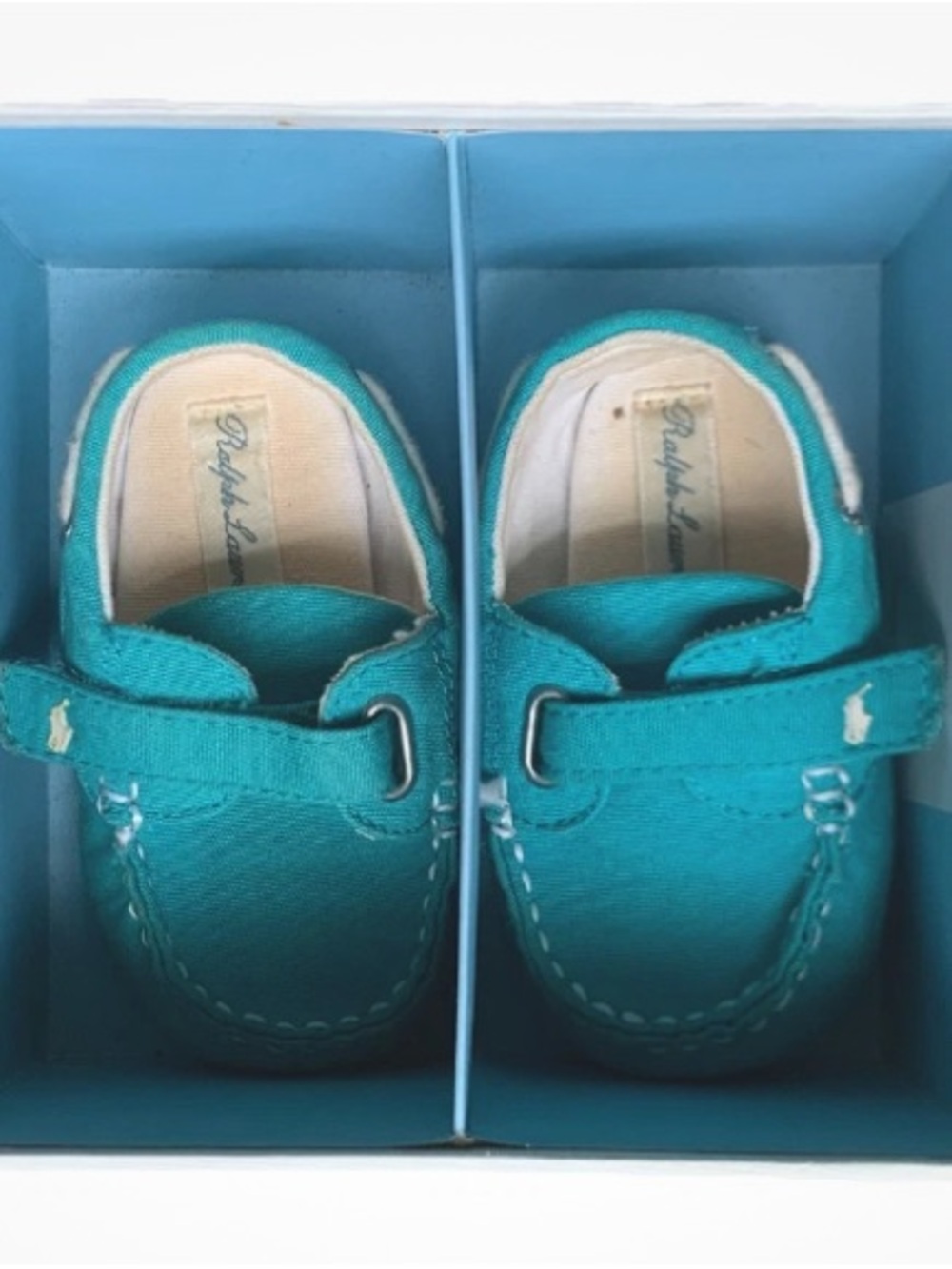 Ralph Lauren Teal Canvas Baby Boat Shoes